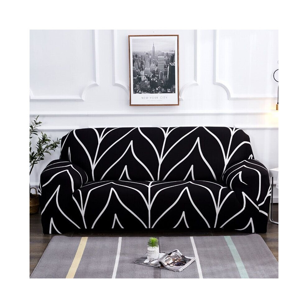 (Noir, 1 place) 1/2/3/4 places Housse élastique Housse de canapé extensible Housse de protection de