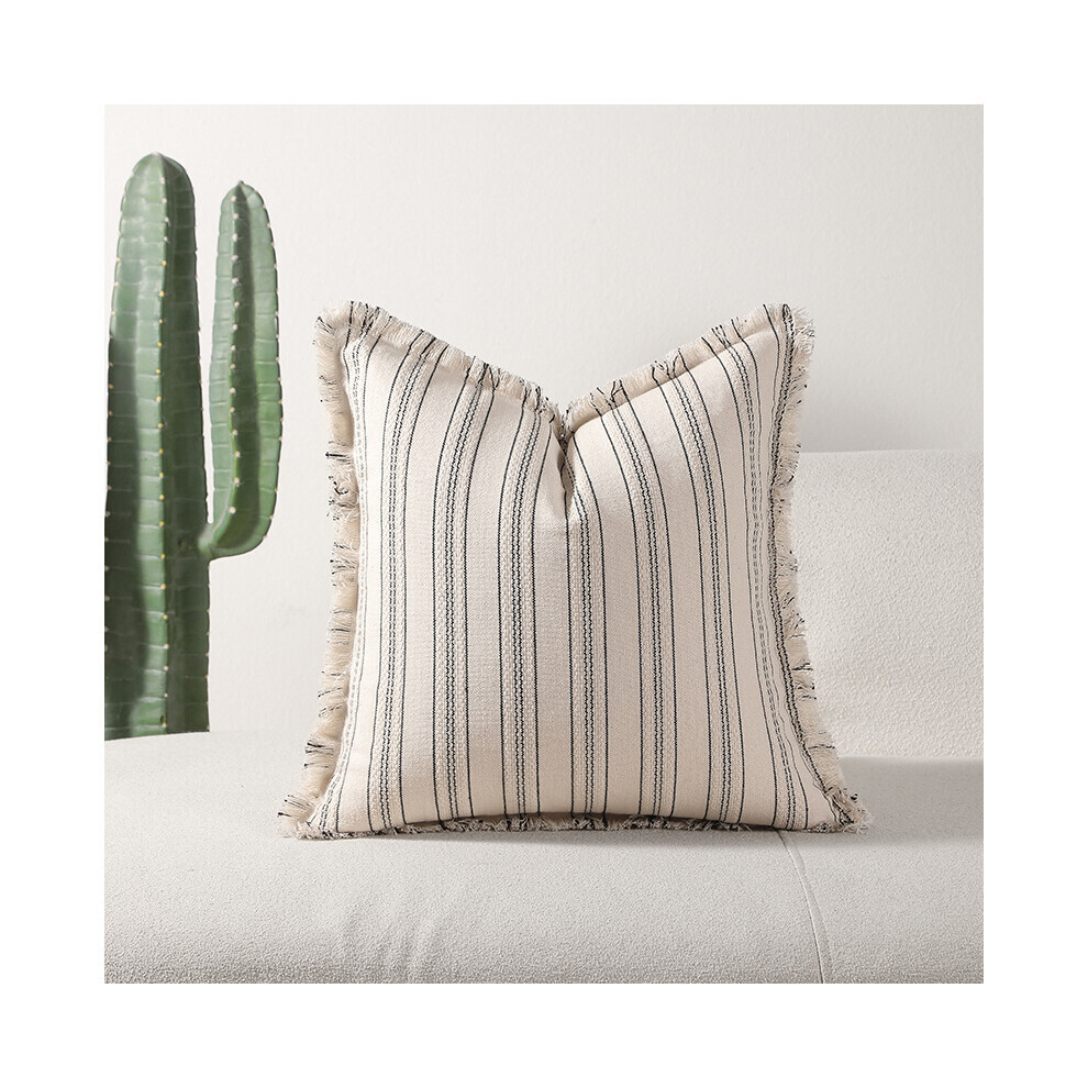 (Noir) taie d'oreiller uniquement élégante 2024 Polyester coton tissé housse de coussin Design minimaliste