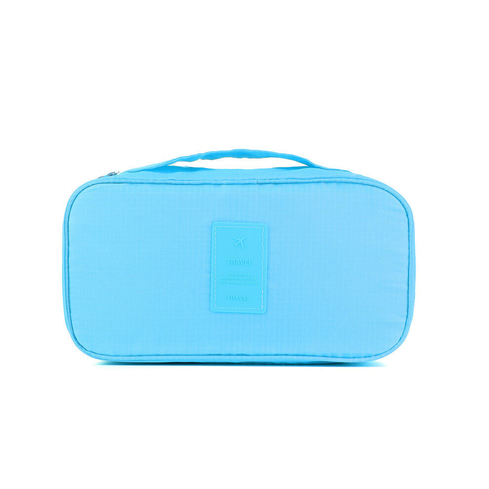 (Bleu) Sac de rangement de voyage pour sous-vêtements de soutien-gorge Pochette de toilette portable