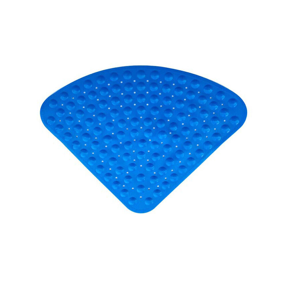 (Bleu) tapis de salle de bain de douche d'angle Tpr grand Triangle antidérapant avec tapis de bain à