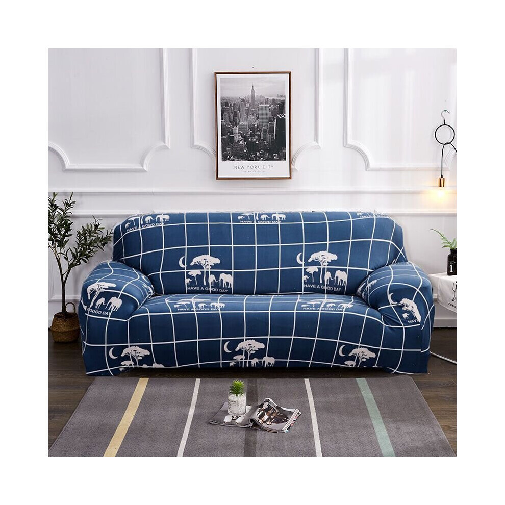 (Bleu, 2 places) Housse élastique 1/2/3/4 places Housse de canapé extensible Housse de protection de