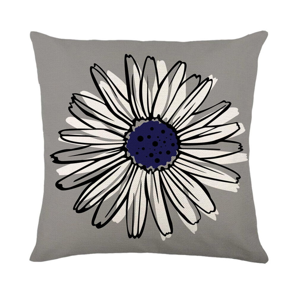 (Bleu-A) Housse de coussin imprimée fleur, taie d'oreiller, décor de canapé