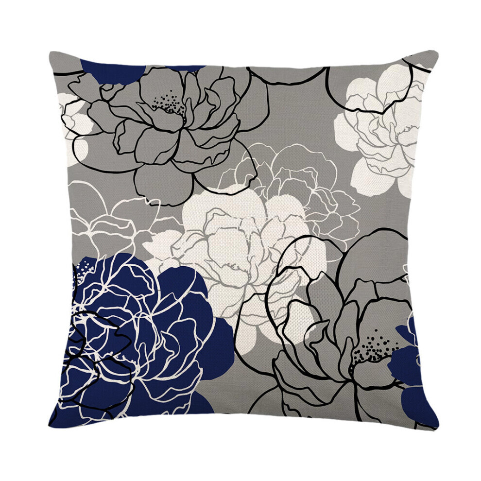 (Bleu-D) Taie d'oreiller imperméable à l'eau avec housse de coussin imprimée à fleurs
