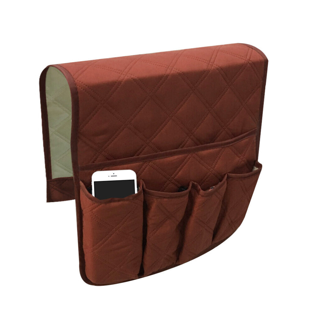 Organisateur de repose-bras de canapé (marron), sac de rangement suspendu, caddie de canapé, organisateur