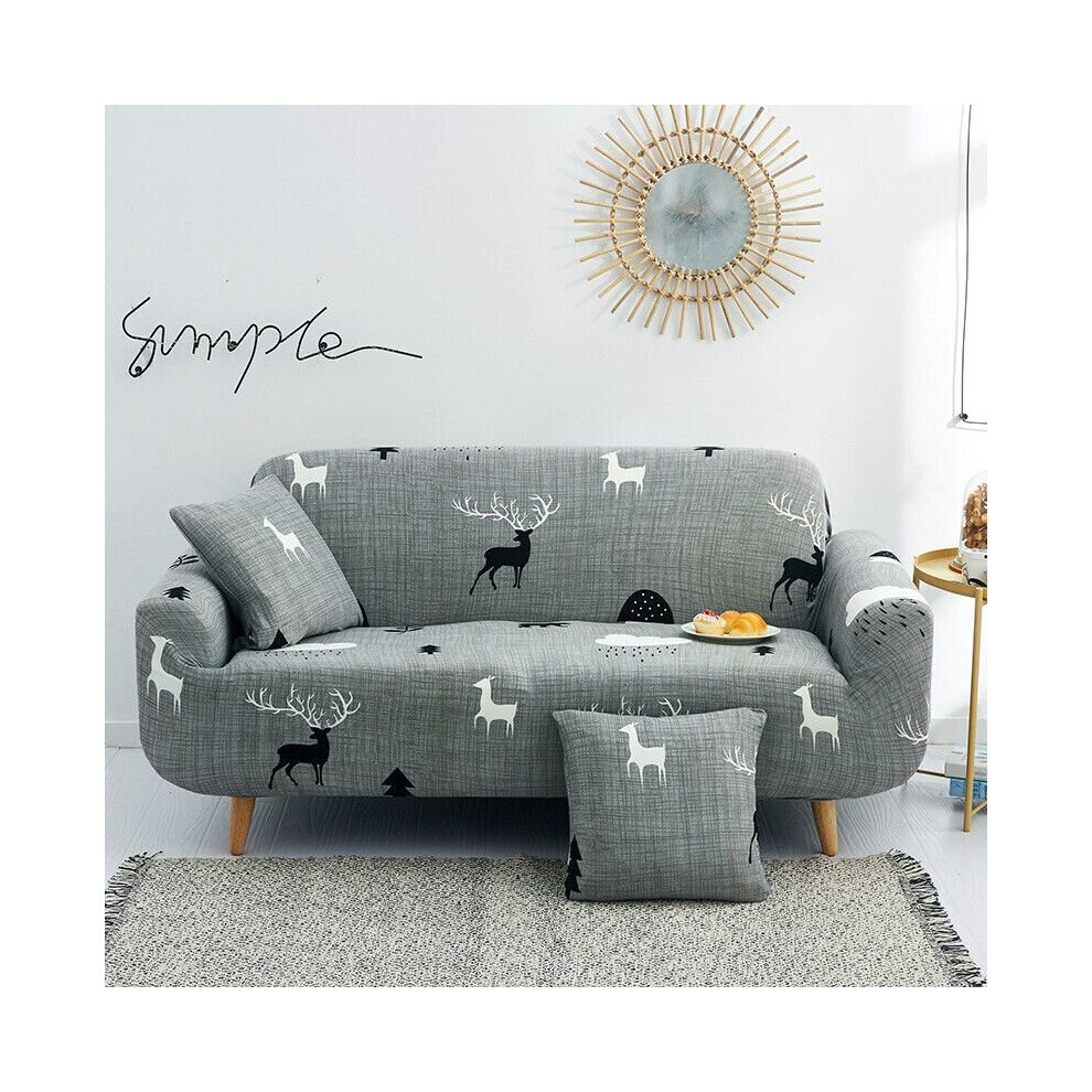 (Gris nuage, 1 place) Housse de protection antidérapante pour canapé 1/2/3/4 places à motif de fleurs