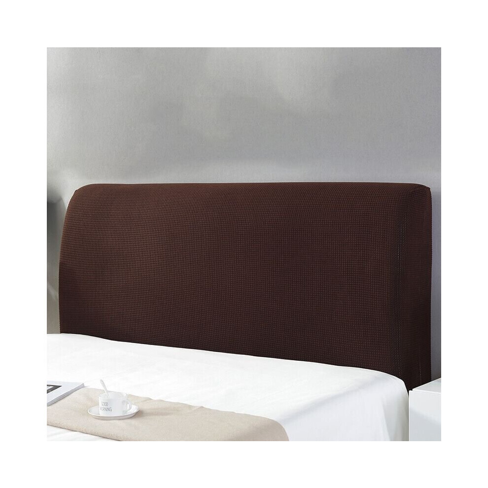 (Café, 1,8 m) Couvre-tête de lit élastique tout compris en peluche de couleur unie, Protection de lit