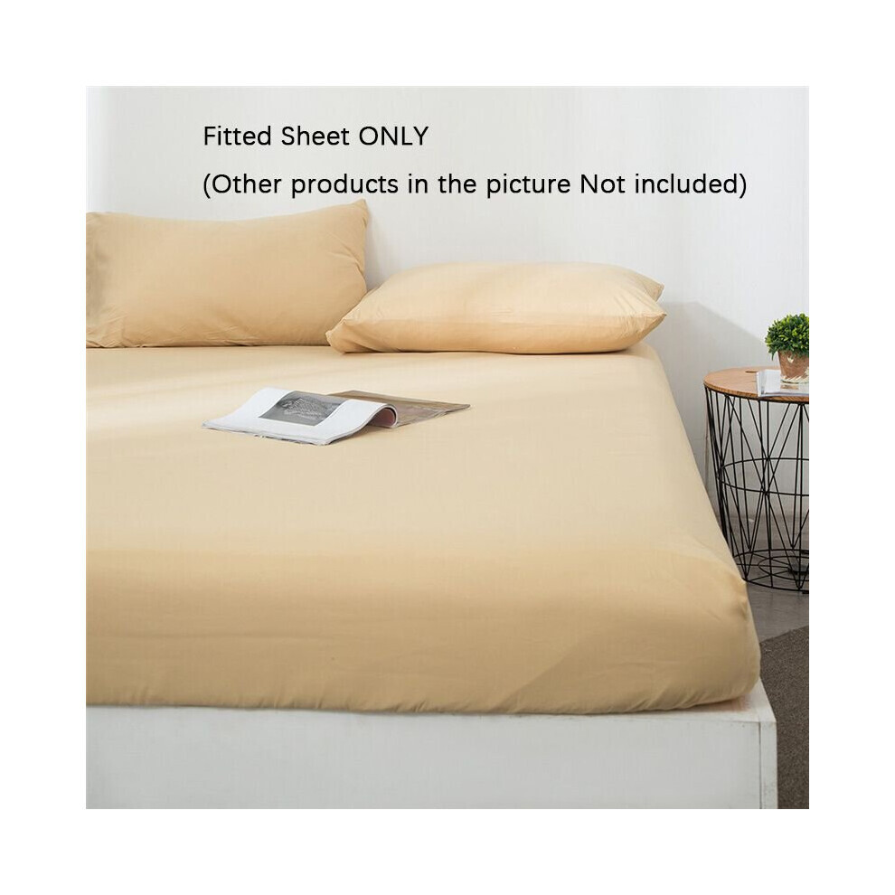 (Drap-housse crème, Double-135x200 + 25cm) Drap-housse profond 15/25cm, taie d'oreiller, draps de lit