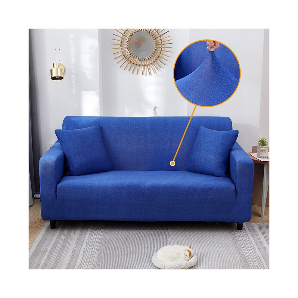 (Bleu foncé, 3 places) Housse de canapé 1/2/3/4 places Housse de couleur unie