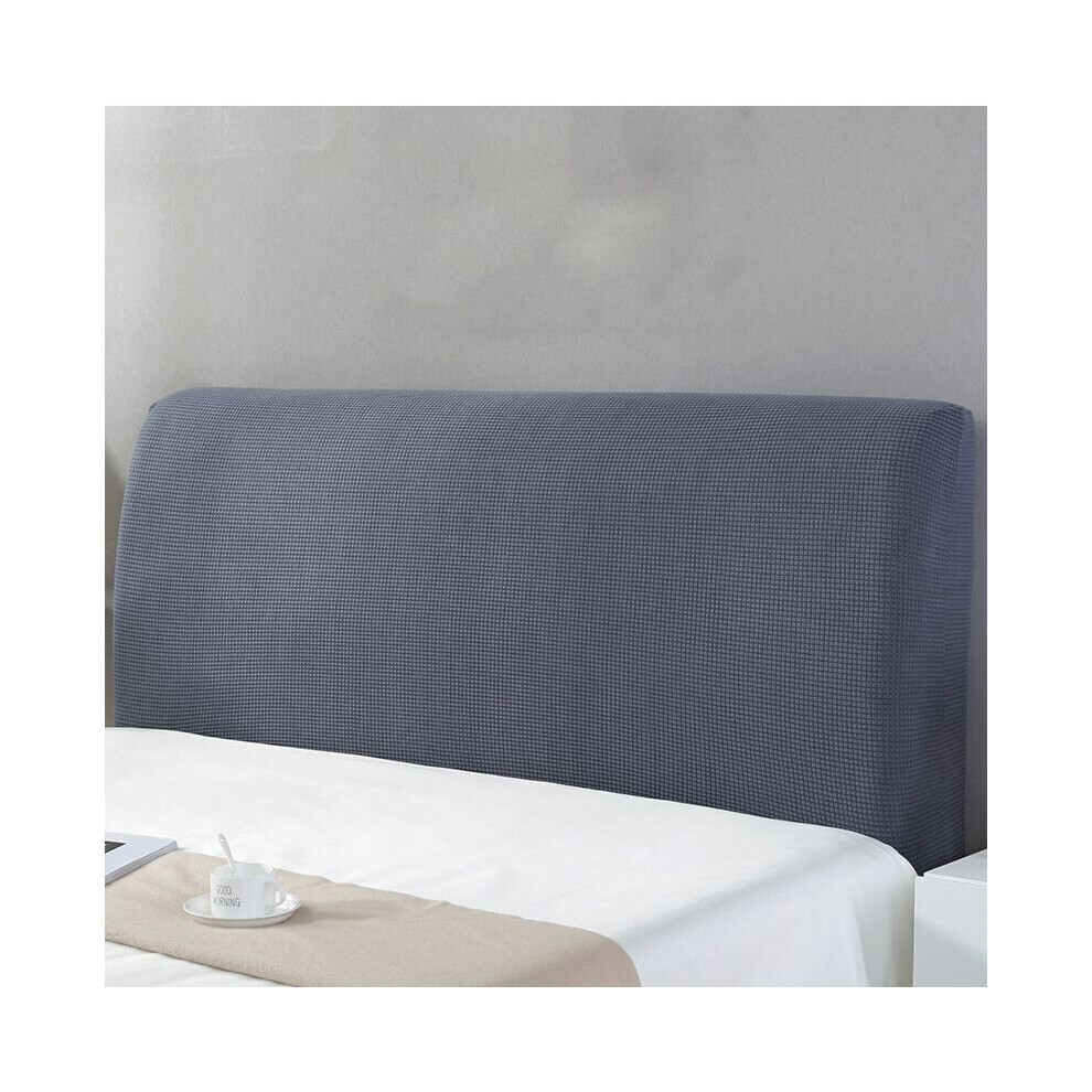 (Gris foncé, 1,8 m) Couvre-tête de lit élastique tout compris en peluche de couleur unie, Protection