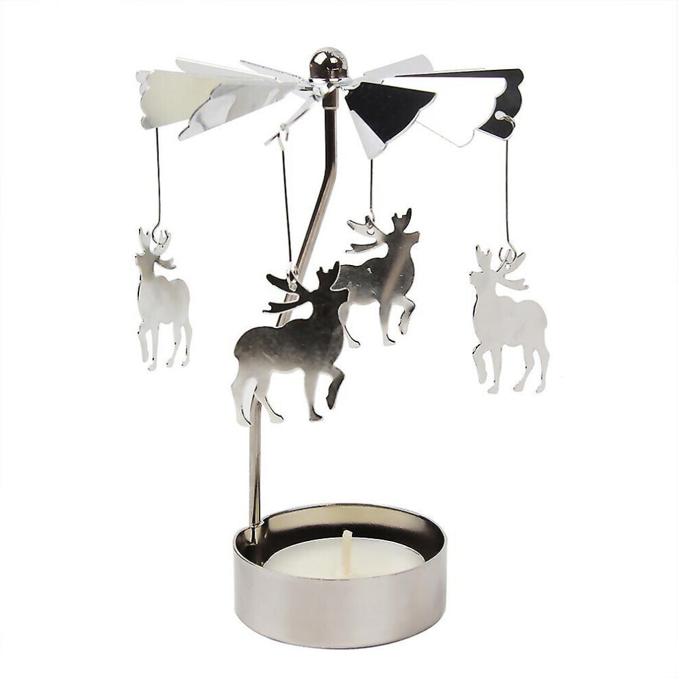 (Elk) bougeoir rotatif de bougie chauffe-plat de noël, ornement de décoration de carrousel de noël
