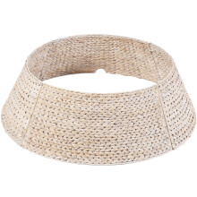 Best Choice Products 36in Christmas Tree Collar  Woven Hyacinth 3-Piece Holiday Rattan Tree Skirt Accessory for Home w/Cord Cut-Out - Washed White