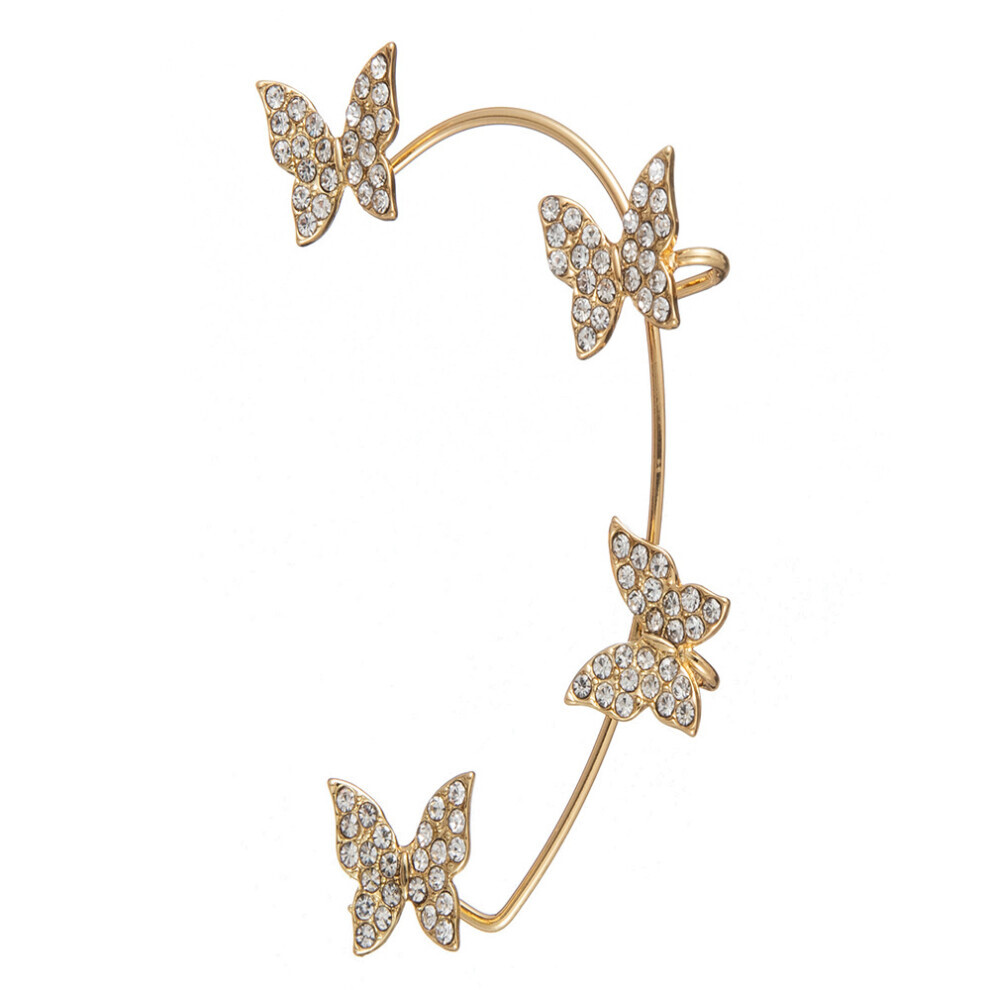 (Papillon doré gauche) Chic oreille gauche papillon oreille manchette pour femmes alliage d'or placage