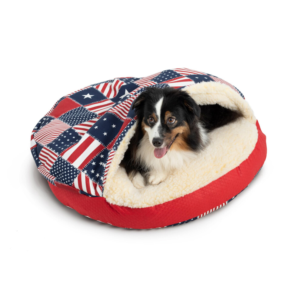 Snoozer Luxury Cozy Cave Pet Bed Wag Collection Small - Starpatch Red Diamond-image
