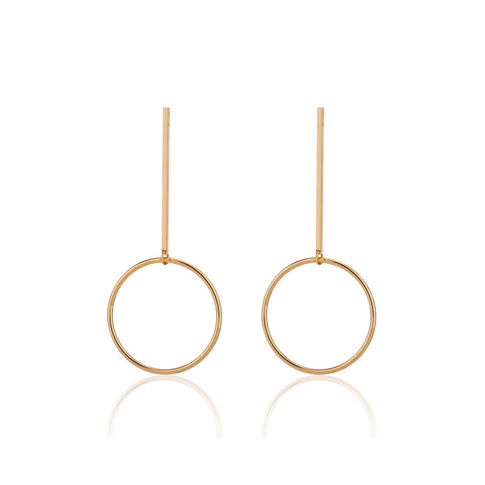 (Or) Boucles d'oreilles géométriques en argent et or, bijoux en alliage minimaliste à la mode pour femmes