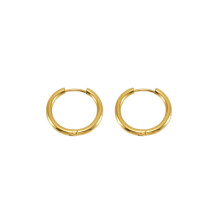 (Or, 8 mm) Boucle d'oreille ronde unisexe en acier inoxydable, plusieurs tailles, boucles d'oreilles