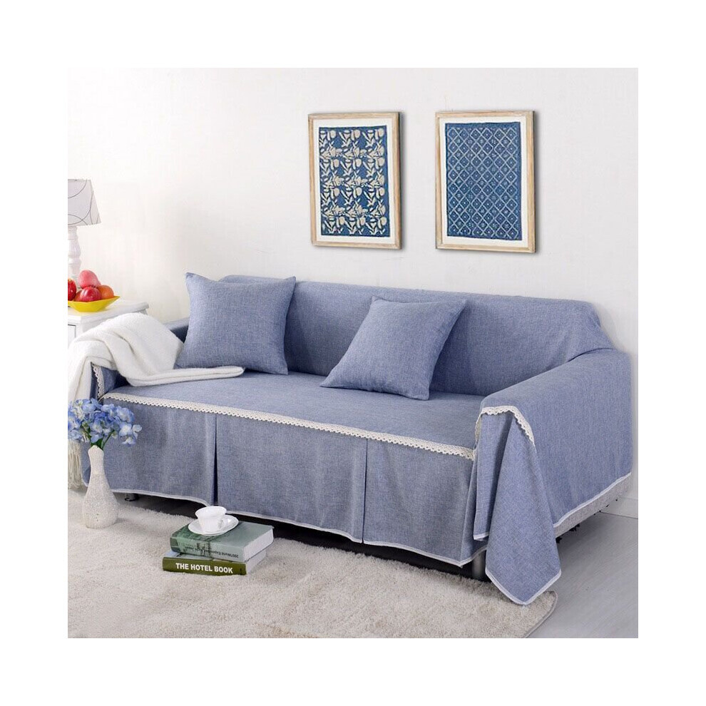 (Gris bleu, 1 place) 1 2 3 4 places housse de protection en lin et coton pour canapé, lavable en machine