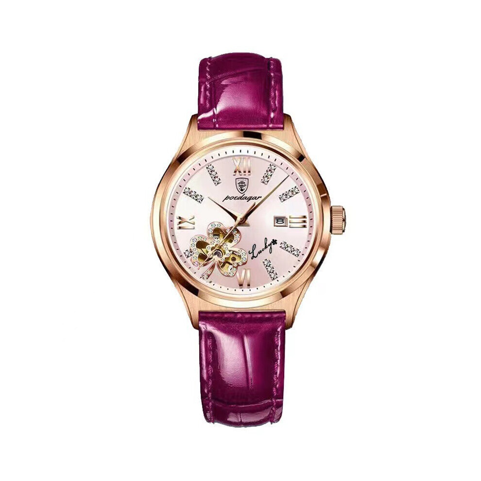 (Rose) Mode Femmes Montre Étudiant Multi Fonctionnel En Acier Montre Automatique Décoration