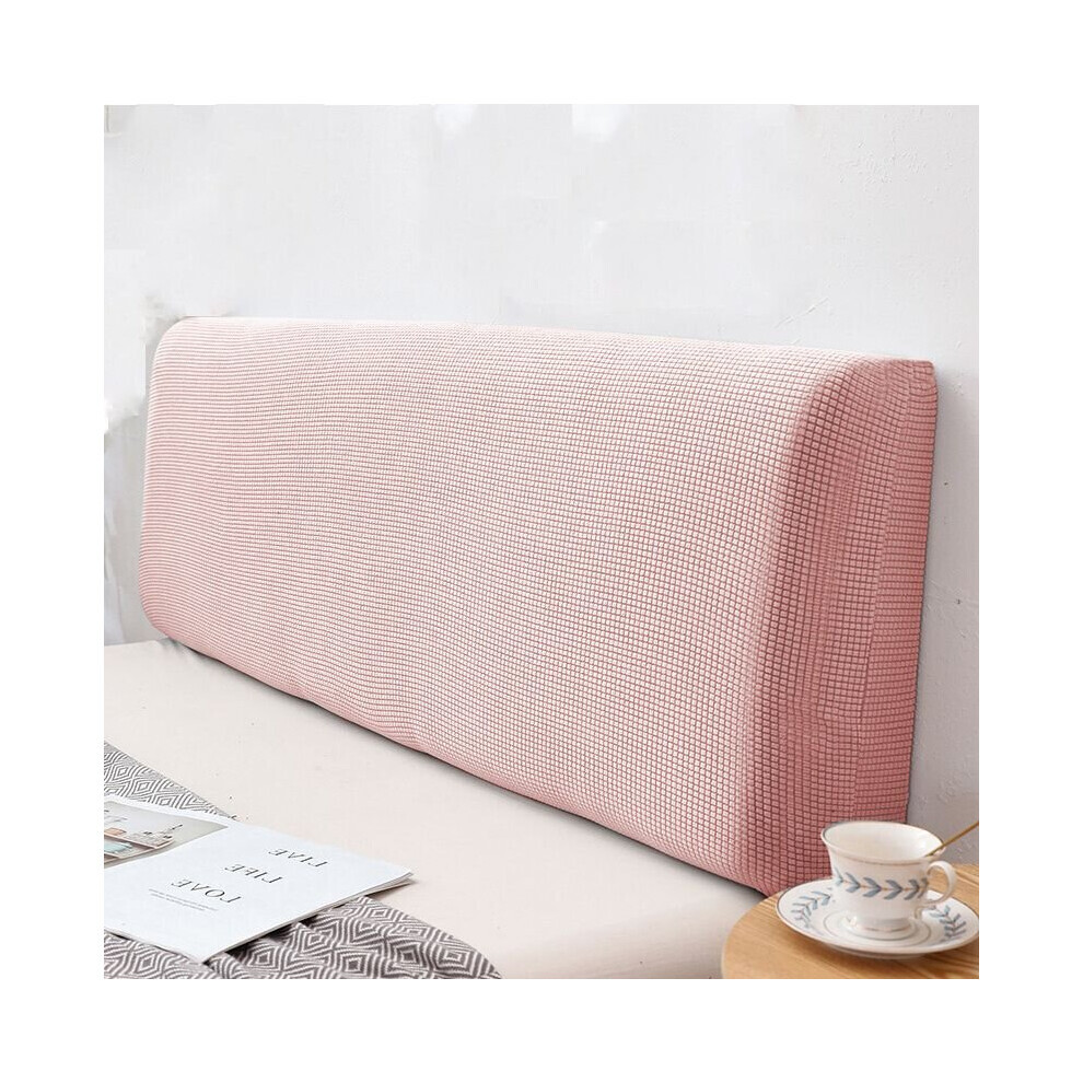 (Rose, 2,0 m) Couvre-tête de lit élastique tout compris en peluche de couleur unie, Protection de lit
