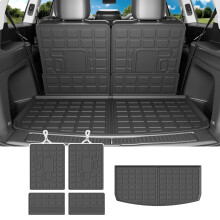 powoq Cargo Mat Compatible with 2021-2025 Jeep Grand Cherokee L Overland Trunk Mat Backrest Trunk Liner TPE Cargo Liner Replacement for 2021-2025 Jee