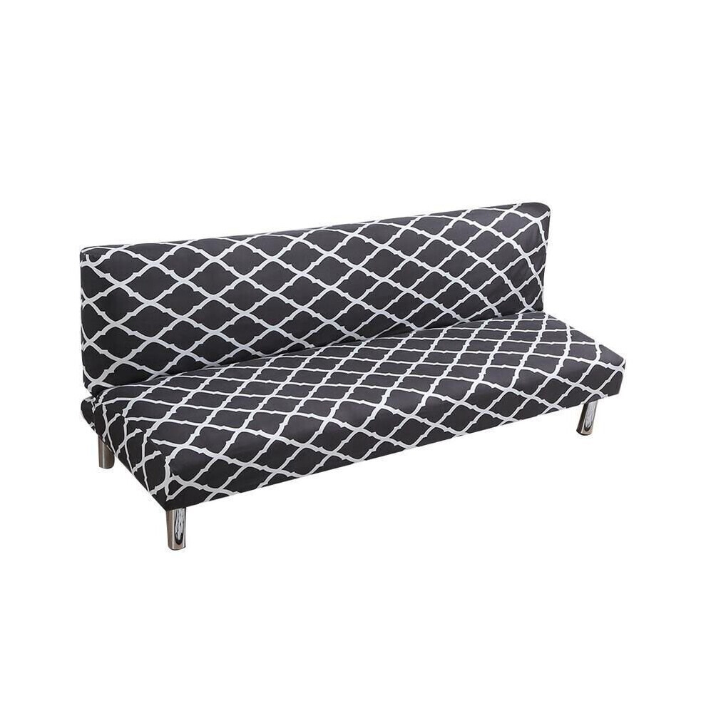 (Rhombus Noir, Petit) Housse de canapé-lit à géométrie extensible sans accoudoirs