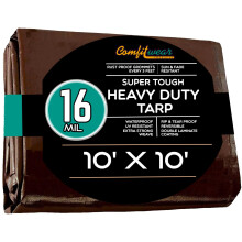 COMFITWEAR 16 MIL Multi-Purpose Extra Heavy Duty Tarps - Bil, Båt, Camping & Vattentät Täckning (10' X 10', Brun)