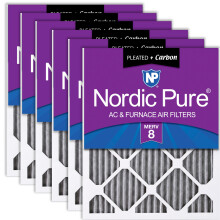Filtres    air pour fournaise Nordic Pure 15 x 20 x 1 (14 1/2 x 19 1/2 x 3/4) MERV 8 pliss  s plus charbon, paquet de 6