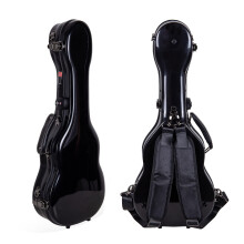 Custodia rigida Crossrock per ukulele da concerto in fibra di vetro, imbottita, con 4 chiusure, finitura lucida, colore nero