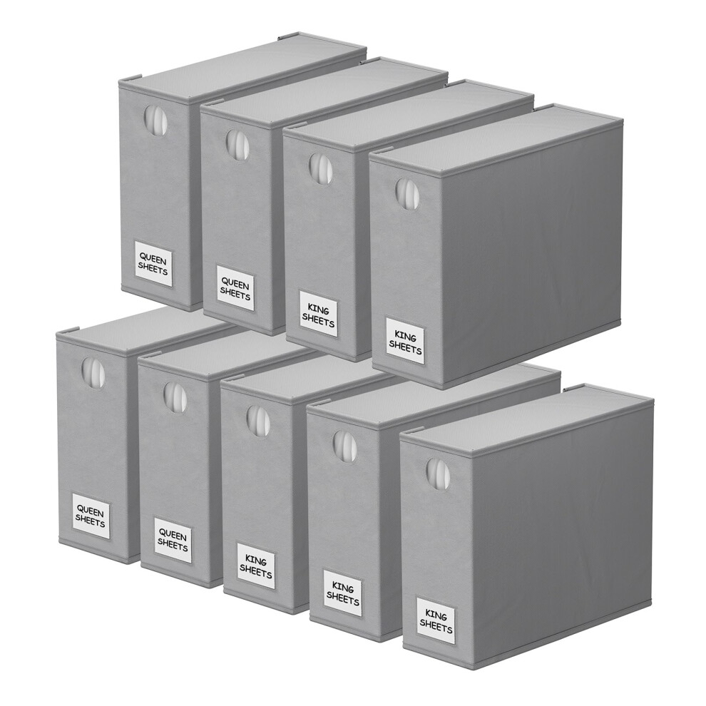 SpaceAid Lot de 9 organiseurs de draps pliables avec fen   tre pour le rangement de la literie Queen et King Size (gris)