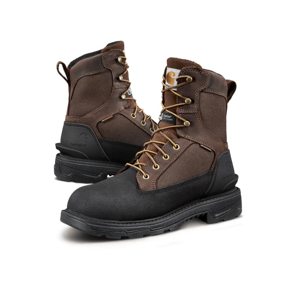 Carhartt Men's FT8509-M Ironwood Waterproof Insulated 8"""" Alloy Toe Work Boot  Dark Brown/Black - 15 W