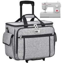 CAB55 Rolling Sewing Machine Case Detachable Rolling Sewing Machine Carrying Case on Wheels Trolley Tote Bag with Removable Bottom Wooden Board for