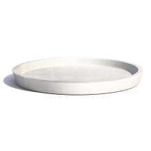 Ecopots Pyöreä kierrätysmuovi Moderni sisä-/ulkoistutuslautanen - valkoinen harmaa viimeistely - 19,9"""" D x 1,4"""" H