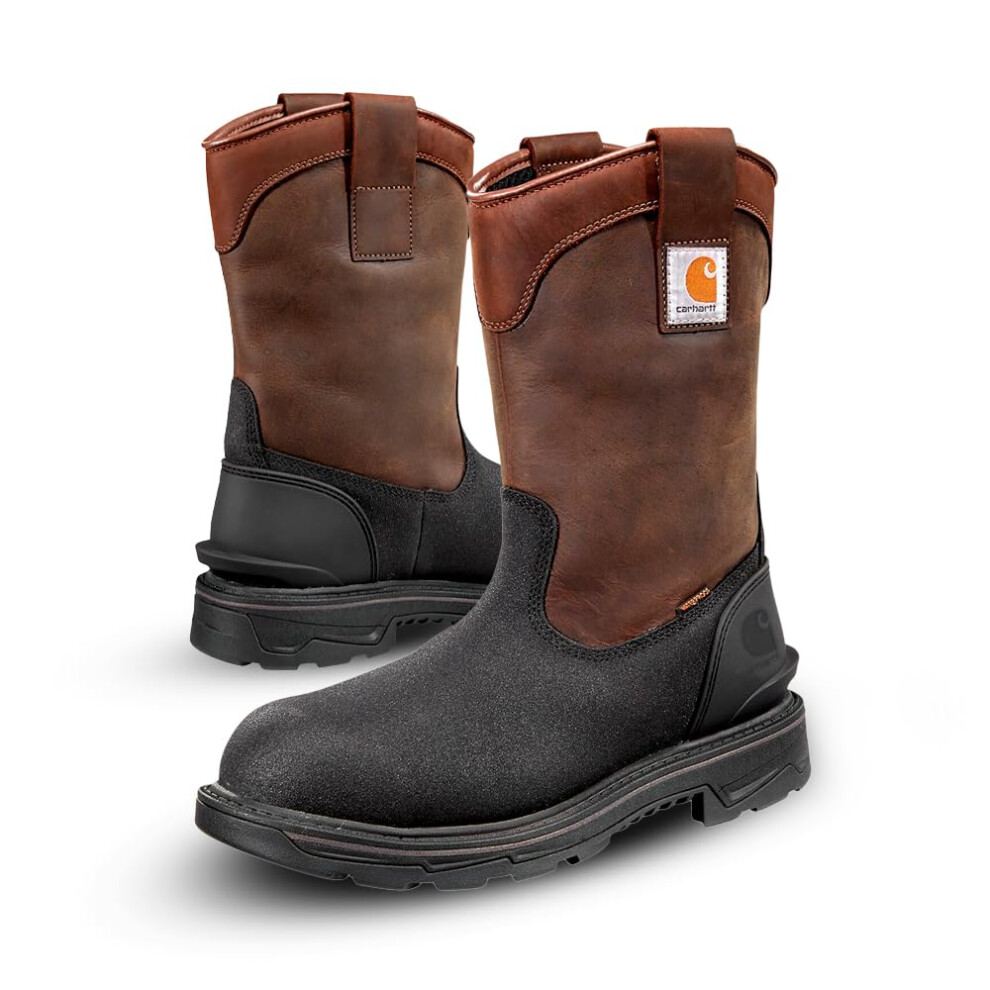 Carhartt Ironwood Waterproof Insulated Safety Toe Work Boots for Men - 11-inch Wellingtons with 400g Insulation  EH & Slip-Resistant Outsoles  Brown/B
