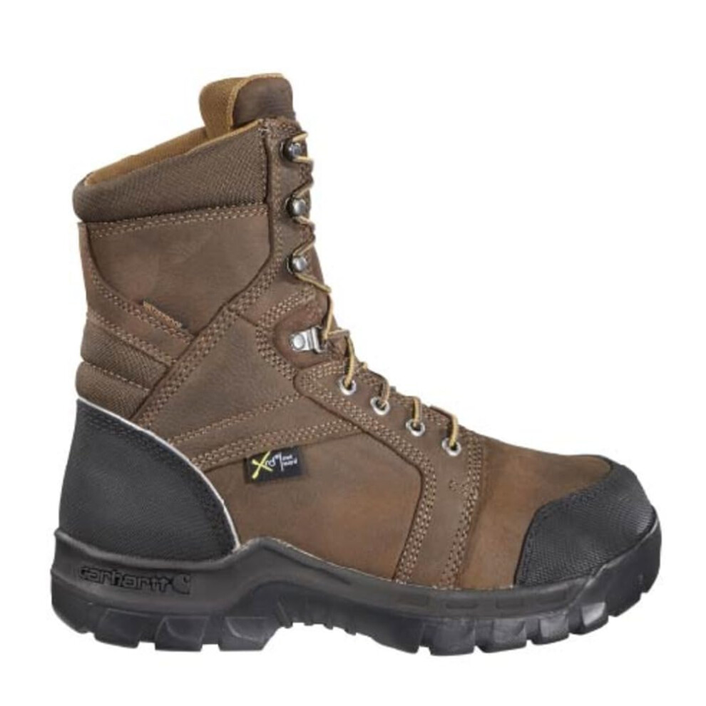 Carhartt Men's Rugged Flex Waterproof Met Guard 8"""" Composite Toe Work Boot  Dark Brown Oil Tanned - 15 W