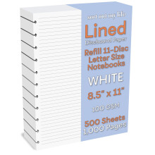 Discbound Letter Size Lined Paper Refill  8.5 in x 11 in  100 GSM  11 Disc Notebooks (500-Sheet)