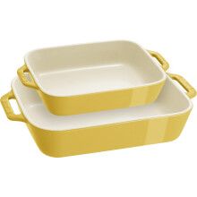 STAUB Steengoed Gratins Keramiek Rechthoekige Bakset Braadpan 2-delig Citroen 2-delig