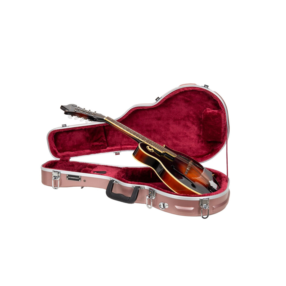 Crossrock Custodia Abs Per Mandolino F-Style | Guscio Matte Rose Gold, Scomparto Accessori, Serratura Centrale, Ferramenta In Metallo – Guscio Abs Durevole-image
