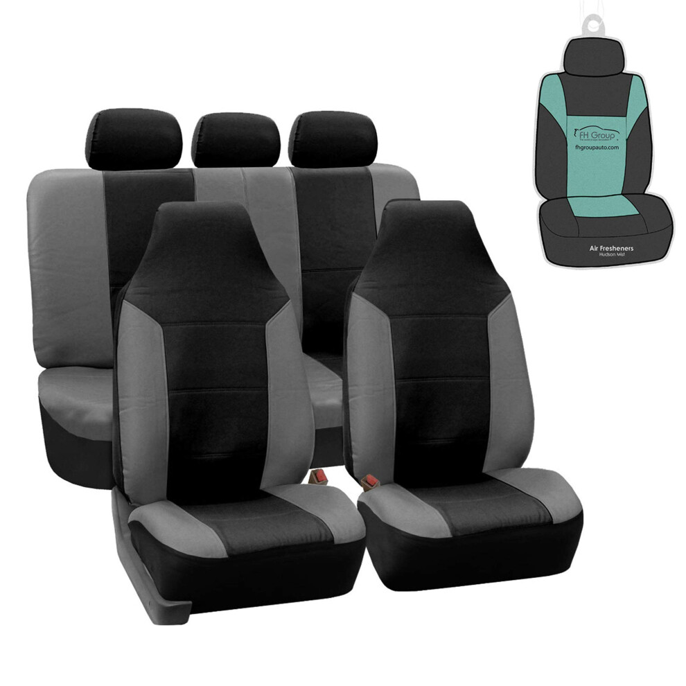 Fh Group Car Seat Covers Full Set Royal Pu Leather High Back Automotive Seat Covers Airbag Compatible And Split Ready Seat Covers Universa Gray/Black 196342001369