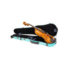 Custodia per violino Crossrock Poly Carbon sagomata per 4/4 Full-Size | Finitura blu menta opaca | Igrometro, custodia per accessori, coperta pro