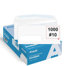 Aimoh #10 enkelt venstre vindueskonvolutter -Gummed lukning -St?rrelse 4-1/8x9-1/2 tommer -24LB-1000 Count(35410-1000)