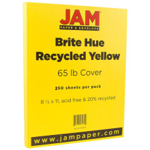 JAM PAPER Farbiger 65-Pfund-Karton – 8,5 x 11 Deckblatt – 176 g/m² – gelbes Recycling – 250 Blatt/Ries