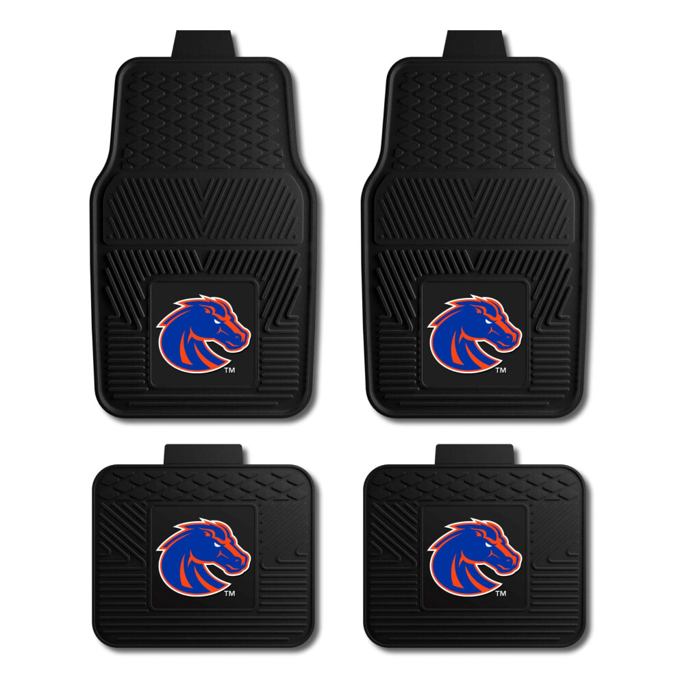 Fanmats 40010 Boise State University 4-Pc Vinyl Car Mat Set | | Front & Rear Car Mats | Bronco Head Primary Logo Black 840391201385