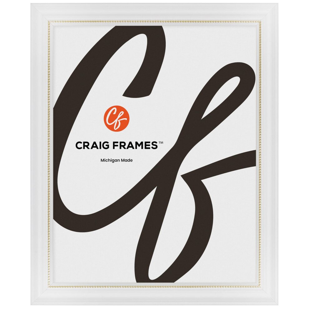 Craig Frames 314WG Bilderrahmen, Verziert, Wei Und Gold, 35,6 X 50,8 Cm-image