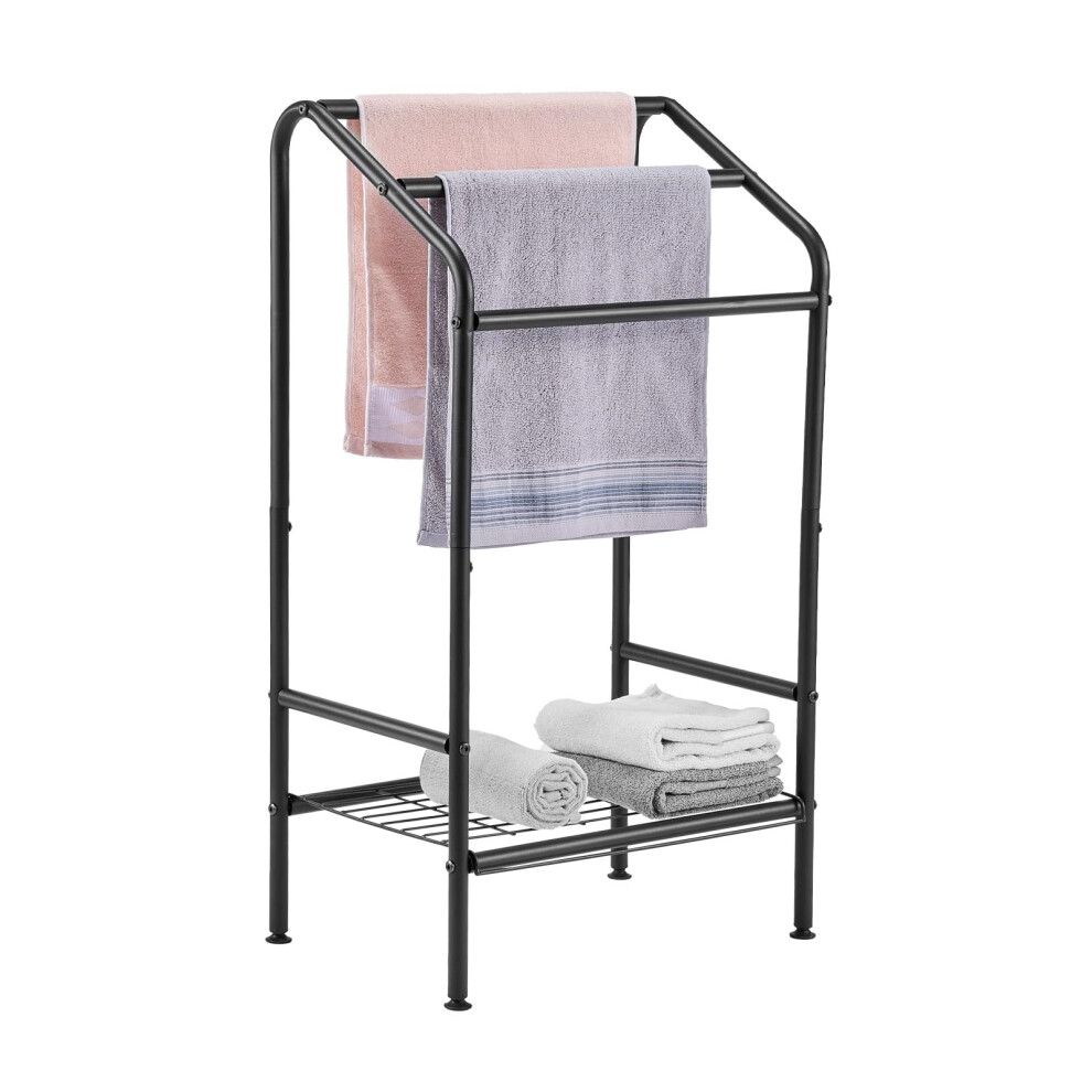 VEVOR Pool Towel Rack  8 Bars Outdoor PVC Towel Holder  Freestanding Pool Towel Hanger Stand Next to Hot Tub  Drying Rack Organizer (Black  3 Bar with