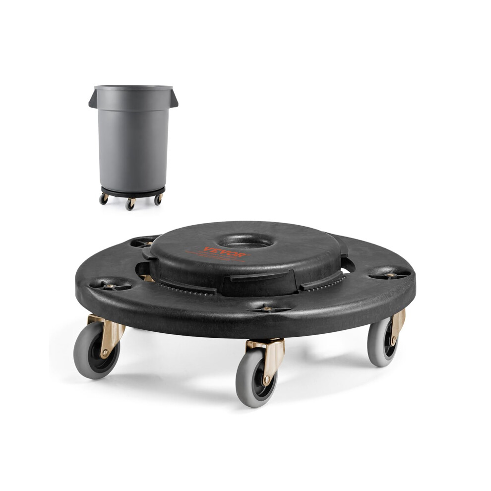 VEVOR Trash Can Dolly  Fit 20  32  44  55 Gallon Containers  Round Trash Can Roller Base with 4 Lockable Wheels  500lbs Weight Capacity  Heavy Duty Ba