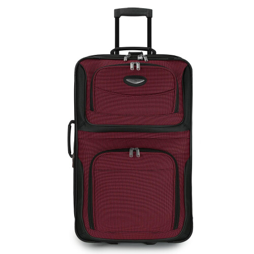Travel Select Amsterdam Expansvel Rolling Softside Bagagem Borgonha Verificada-Mdia 25 Polegadas