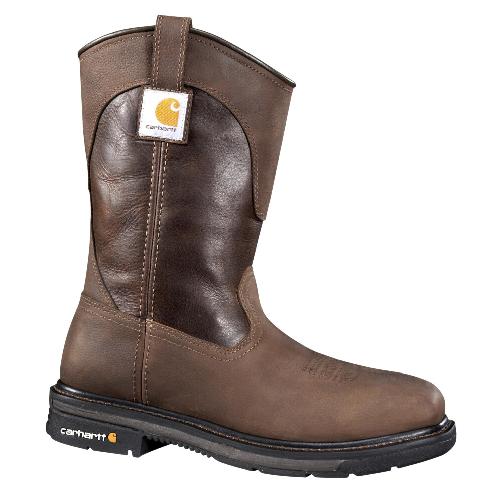 Carhartt Men's 11"""" Wellington Square Safety Toe Leather Work Boot CMP1218  Brown/Dark Brown Leather  15 W US