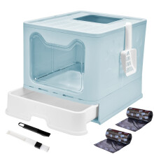 PANGHUHU88 Foldbar kattekuld Boks med l?g Stort topindgang Kat toilet Lukket kattepottet inkluderer katte kuld scoop skuffe type let ren kattekul