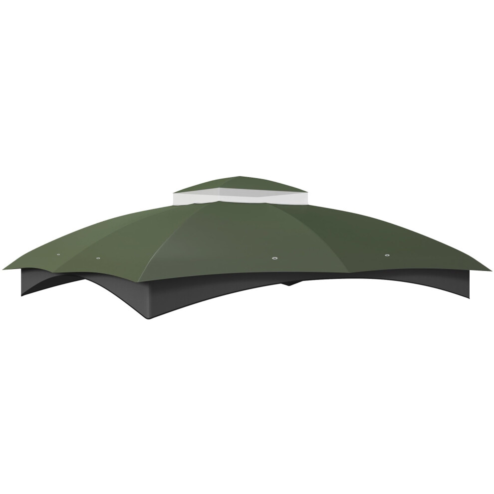 Auvent de remplacement pour tonnelle Outsunny 9,8' x 12', 2 niveaux, toit sup   rieur avec trous de drainage pour la s   rie 84C-210, vert