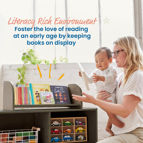 ECR4Kids Tabletop Book Display Adjustable Library Storage Grey Wash 2