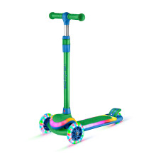 3-Wheel Kids Scooter with Multi-Color Lights on Deck & Wheels - 5-Height Adjustable Handlebar Wide Anti-Slip Deck Child Safety Certified Boys & Gi